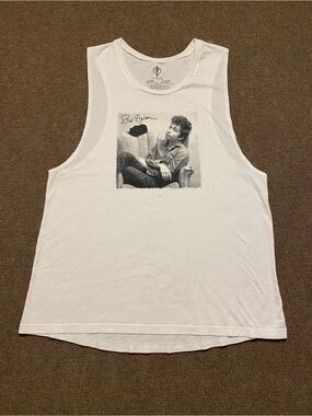 Bob Dylan Graphic Tank Top 2X White 100% Cotton The Thread Shop Music
